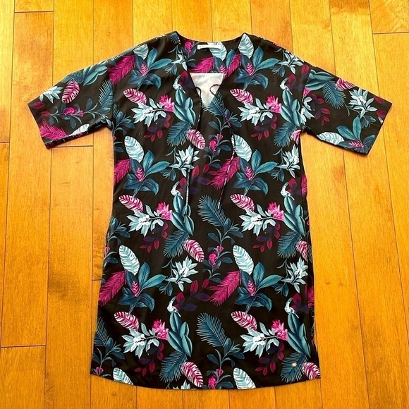 Fig FUNZI DRESS paradisio black Boxy dress V-neck Möbius LT knee length size XS - Picture 11 of 13